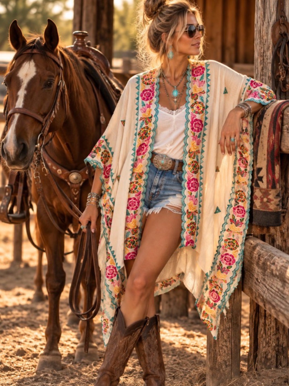 Pink Embroidered Kimono